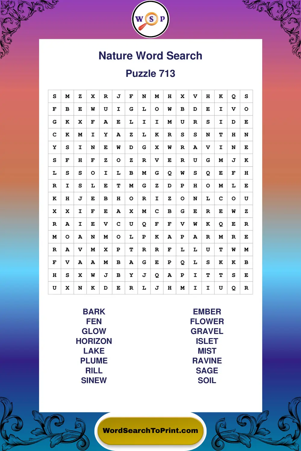 Nature Word Search Puzzle 713