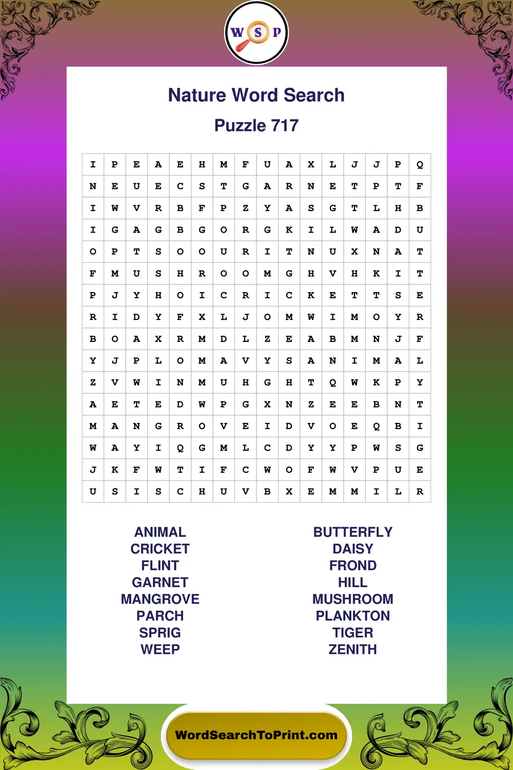 Nature Word Search Puzzle 717