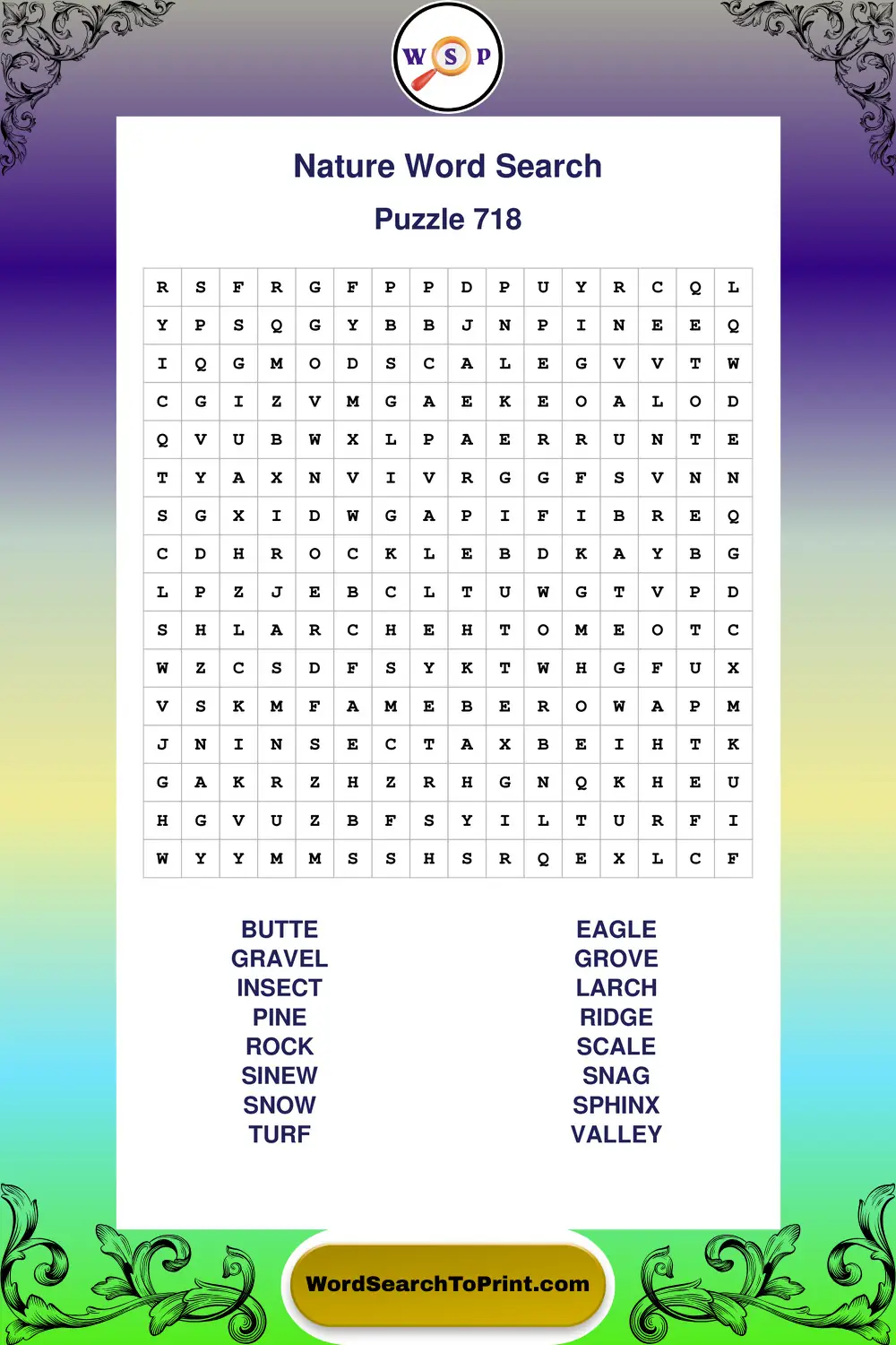 Nature Word Search Puzzle 718