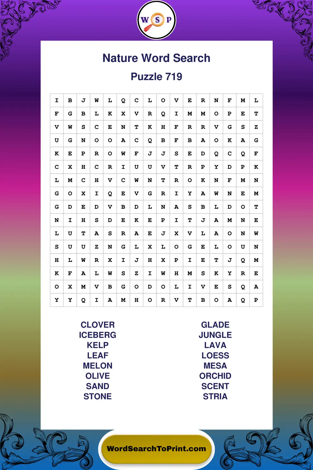 Nature Word Search Puzzle 719
