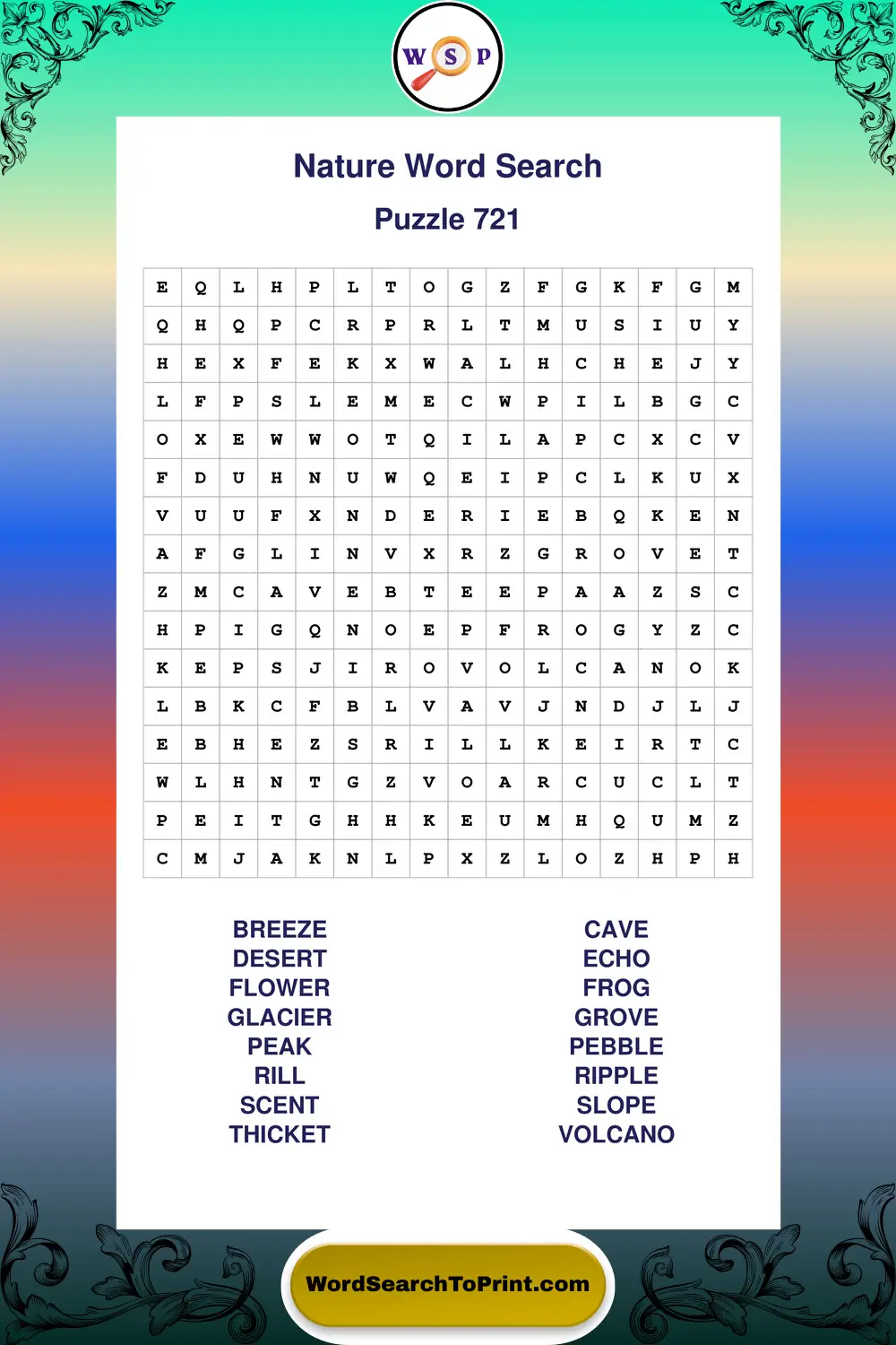 Nature Word Search Puzzle 721