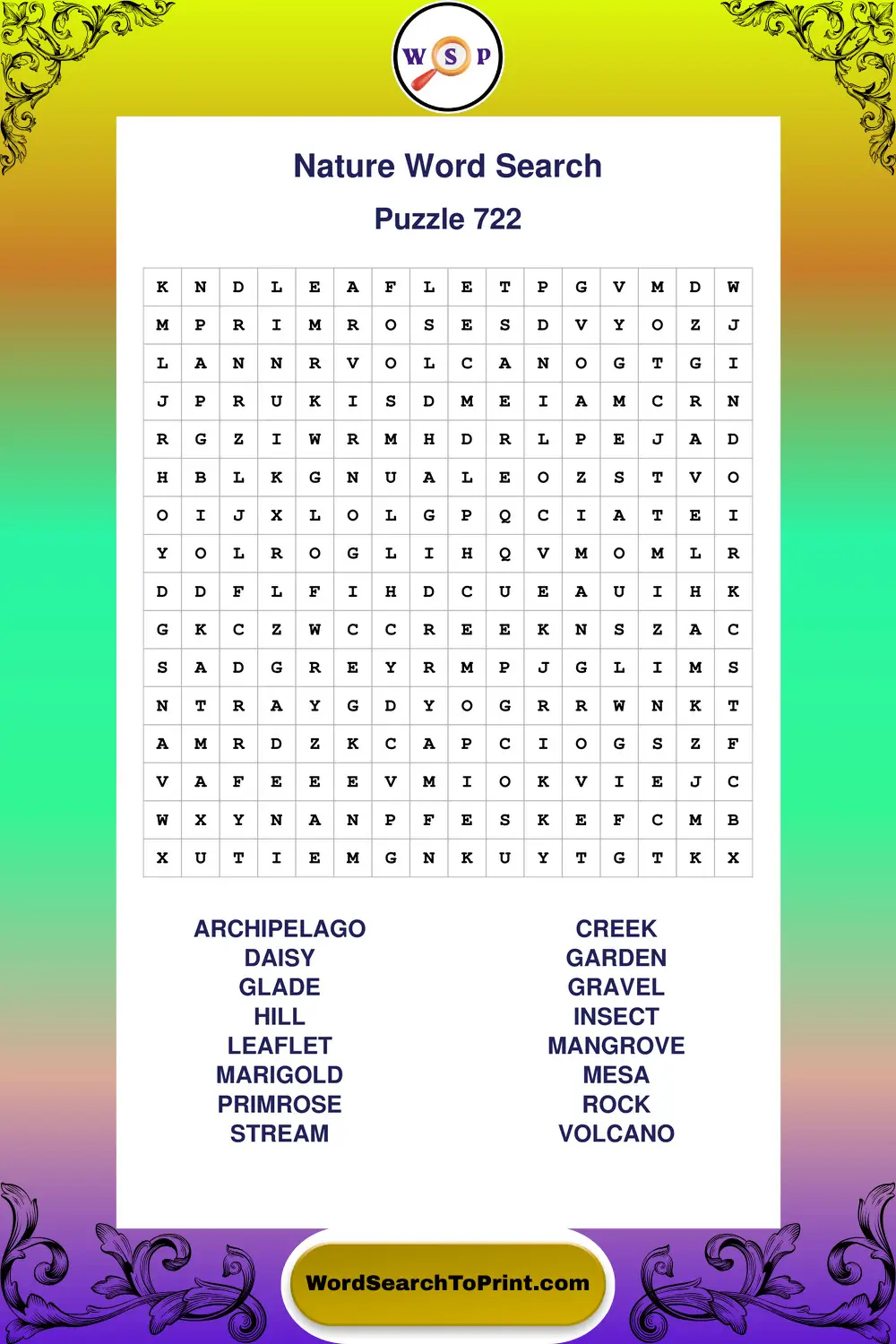 Nature Word Search Puzzle 722