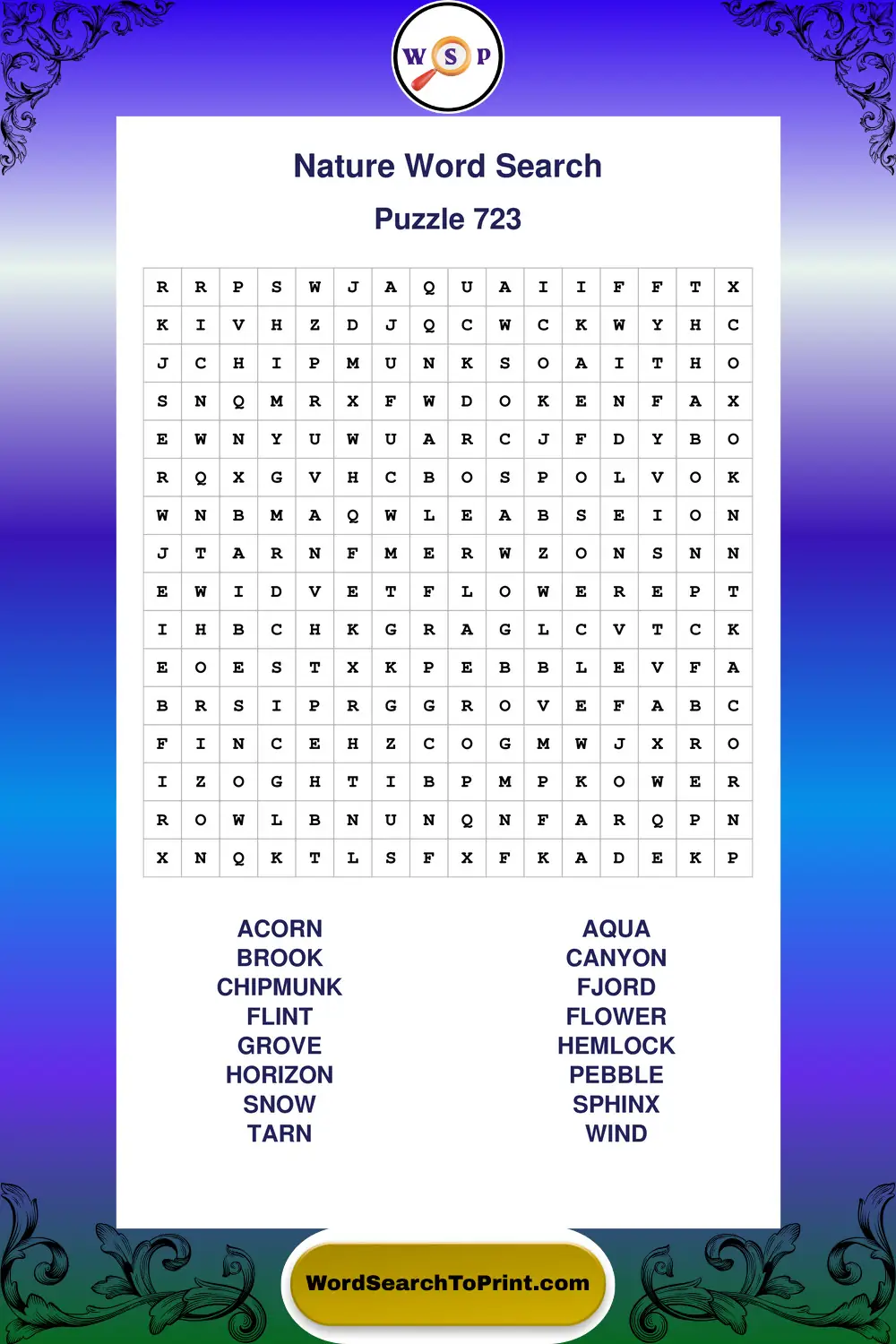 Nature Word Search Puzzle 723