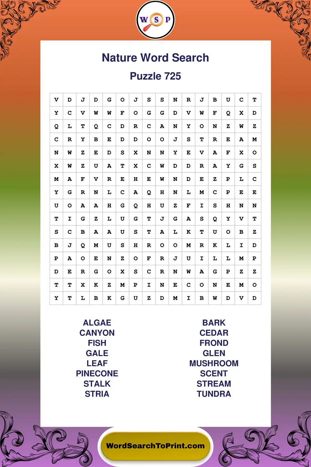 Nature Word Search Puzzle 725
