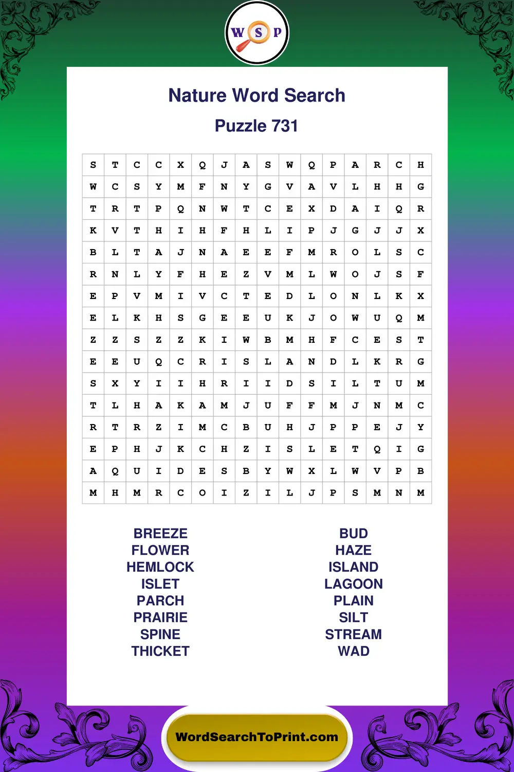 Nature Word Search Puzzle 731
