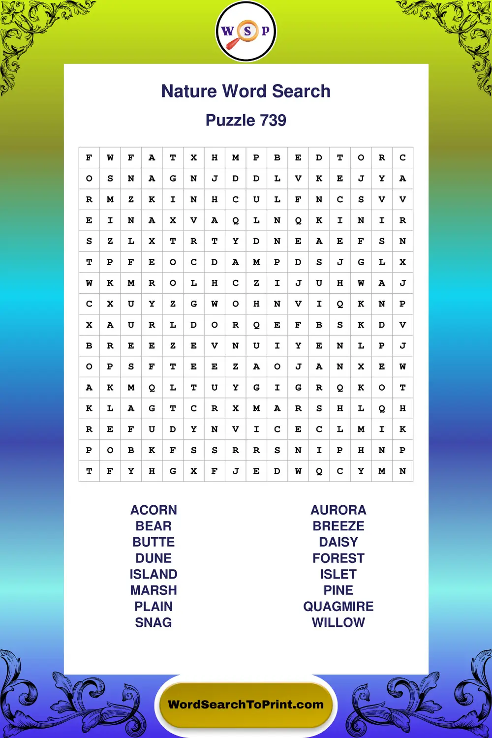 Nature Word Search Puzzle 739