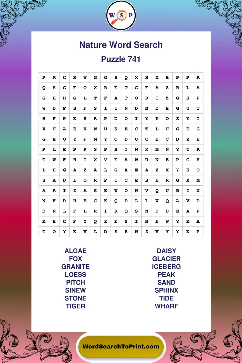 Nature Word Search Puzzle 741