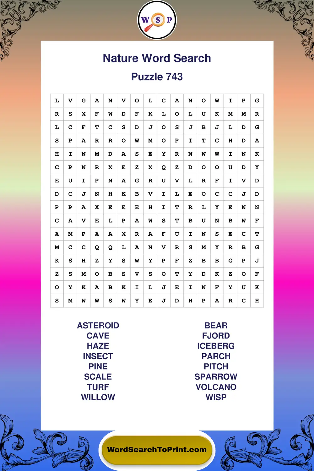 Nature Word Search Puzzle 743