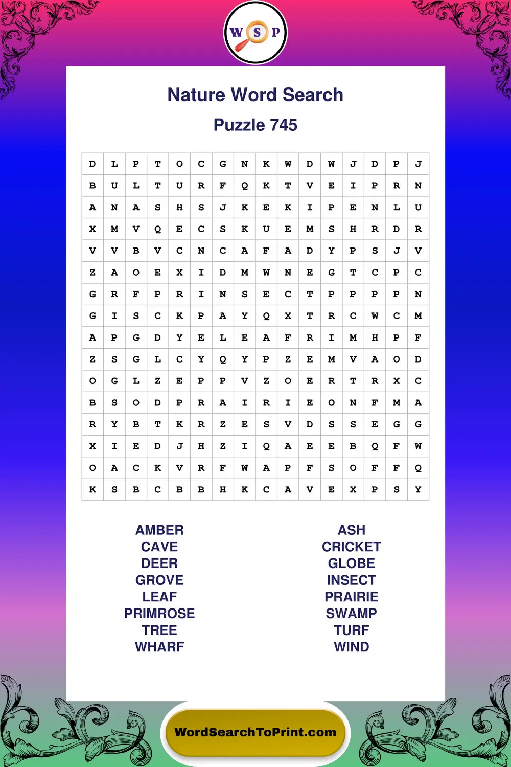 Nature Word Search Puzzle 745