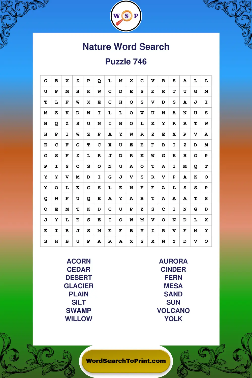 Nature Word Search Puzzle 746