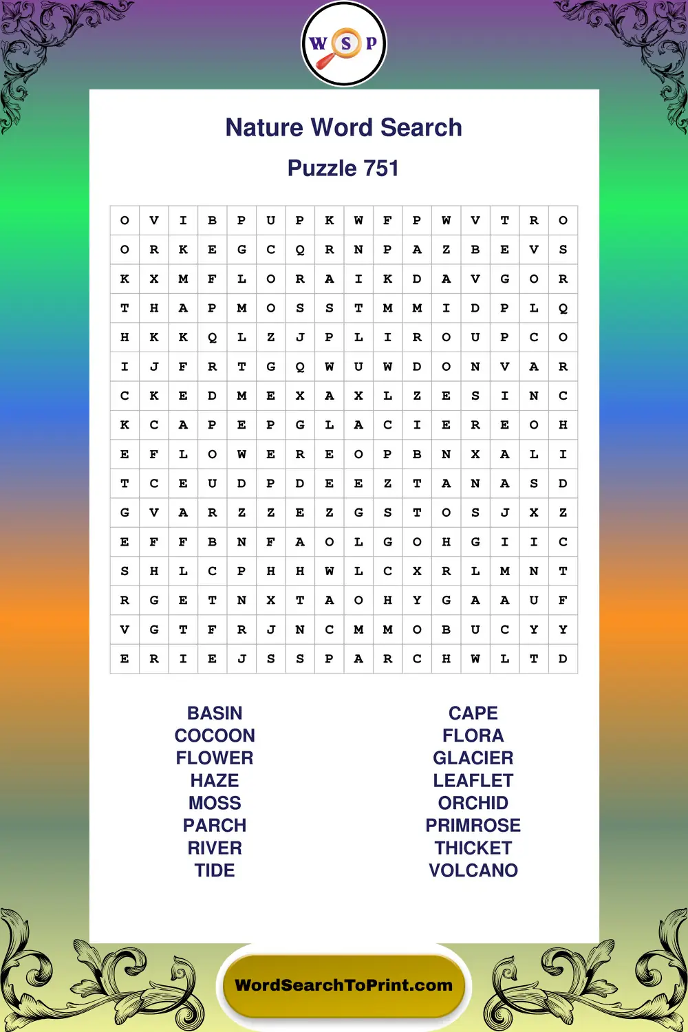 Nature Word Search Puzzle 751