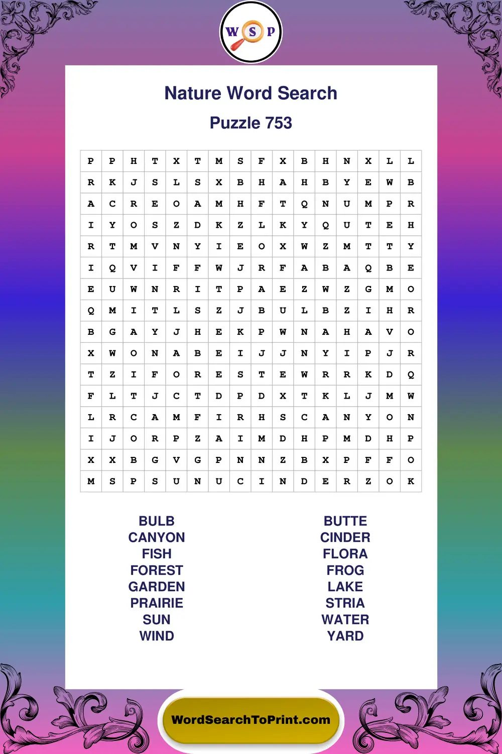 Nature Word Search Puzzle 753