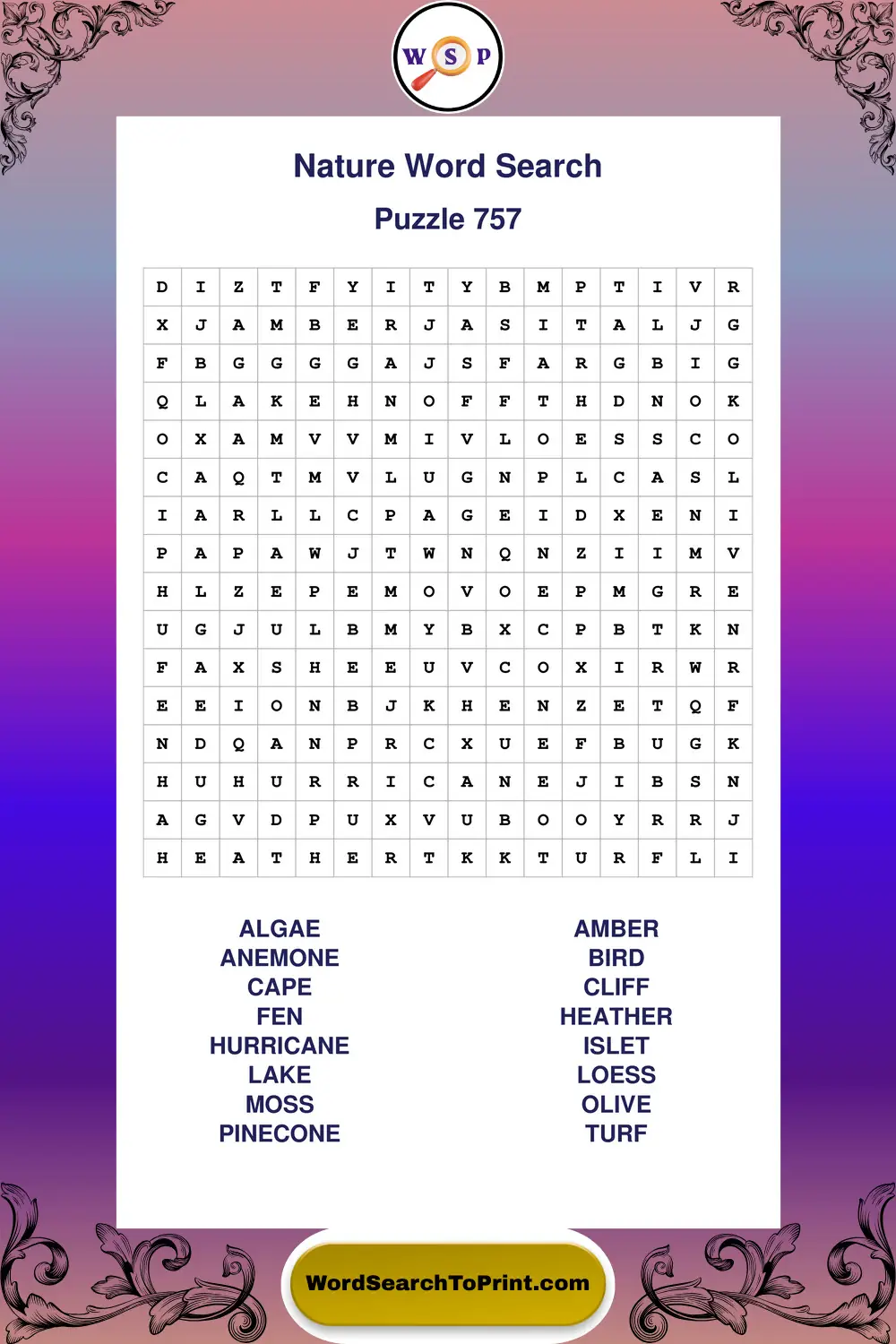 Nature Word Search Puzzle 757