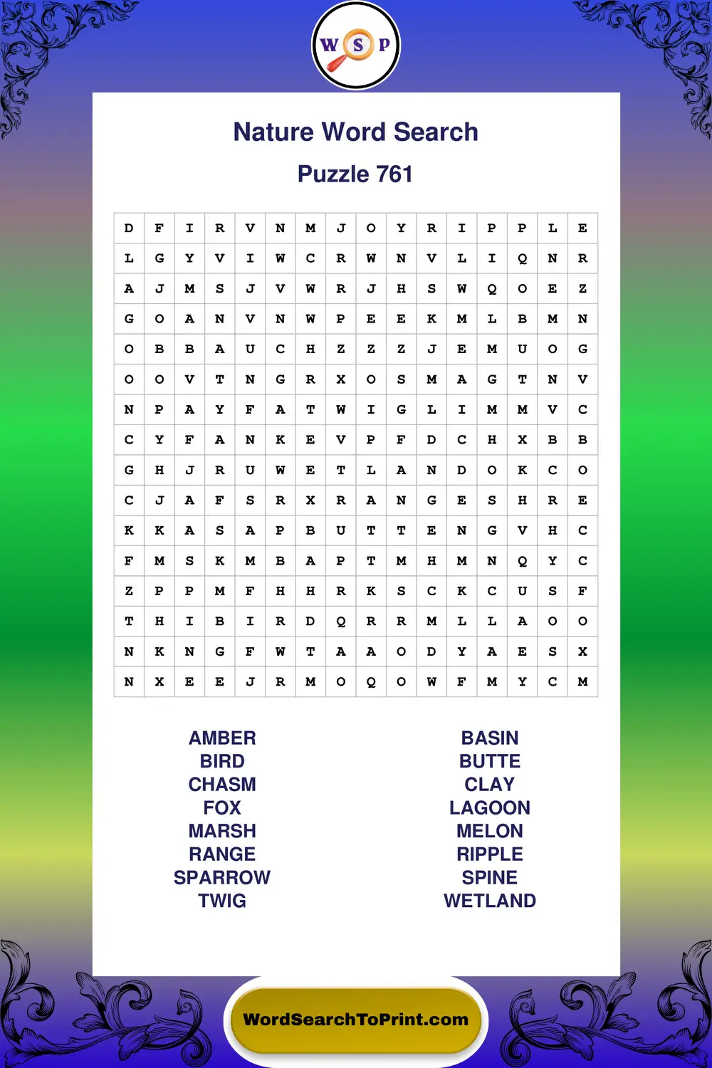 Nature Word Search Puzzle 761