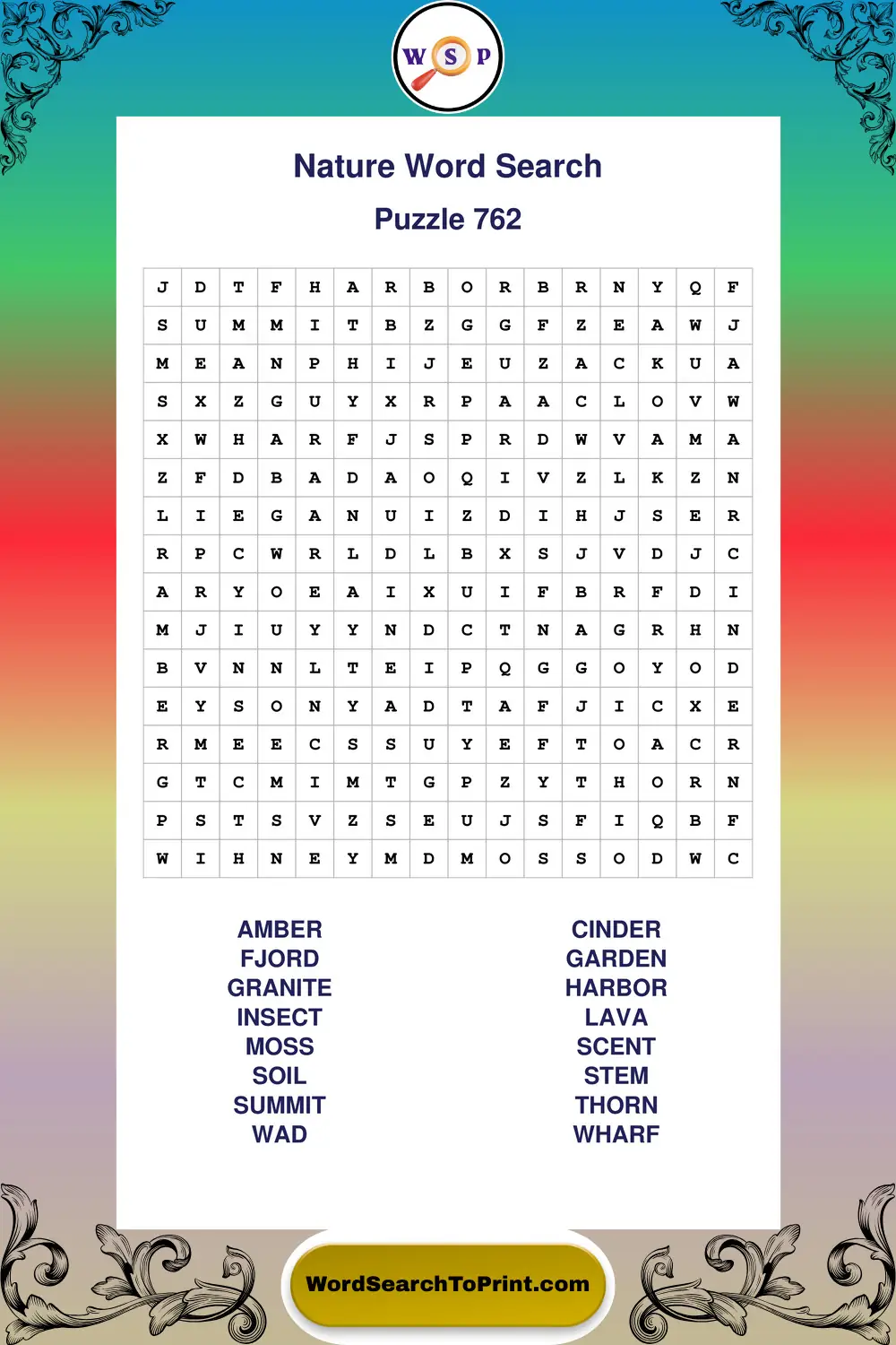 Nature Word Search Puzzle 762