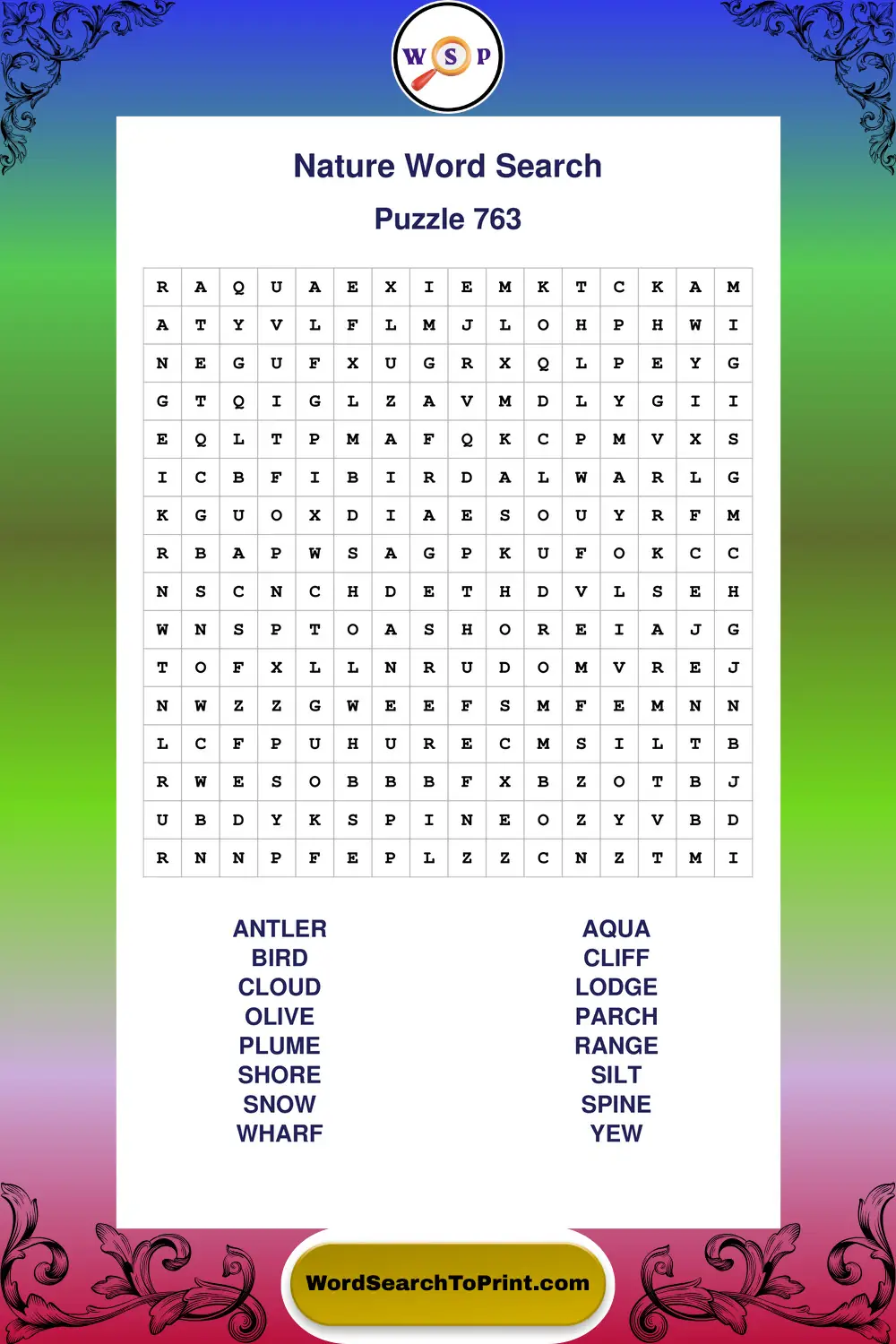 Nature Word Search Puzzle 763