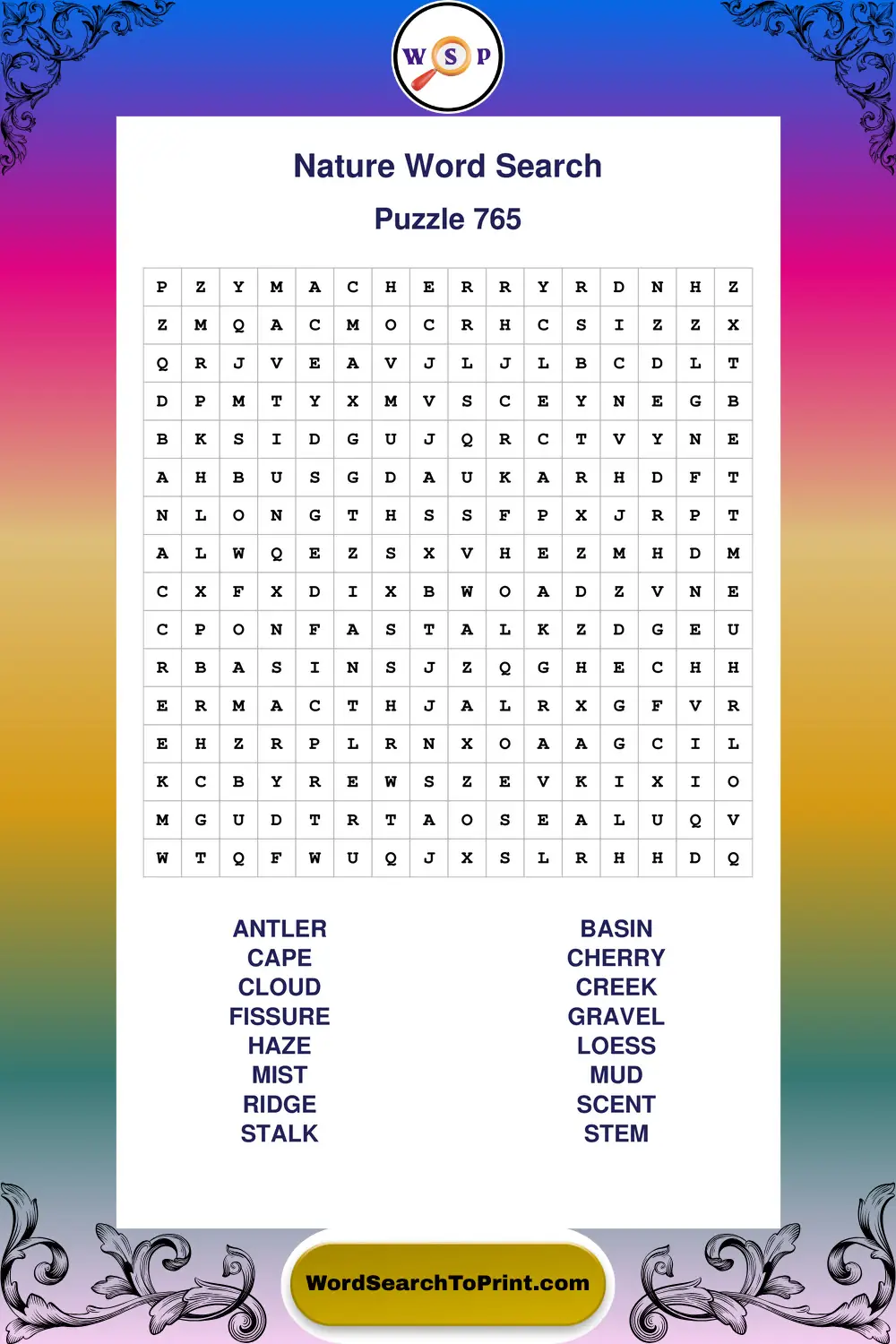 Nature Word Search Puzzle 765