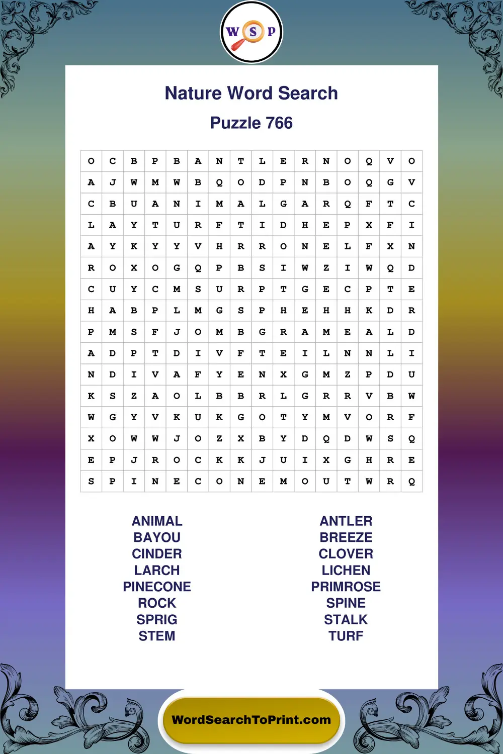 Nature Word Search Puzzle 766