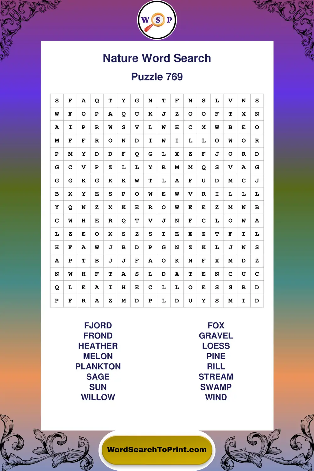 Nature Word Search Puzzle 769