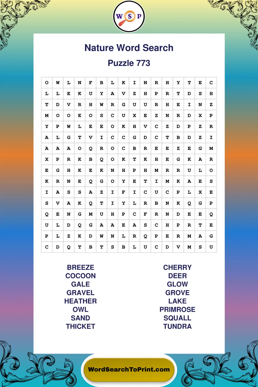 Nature Word Search Puzzle 773