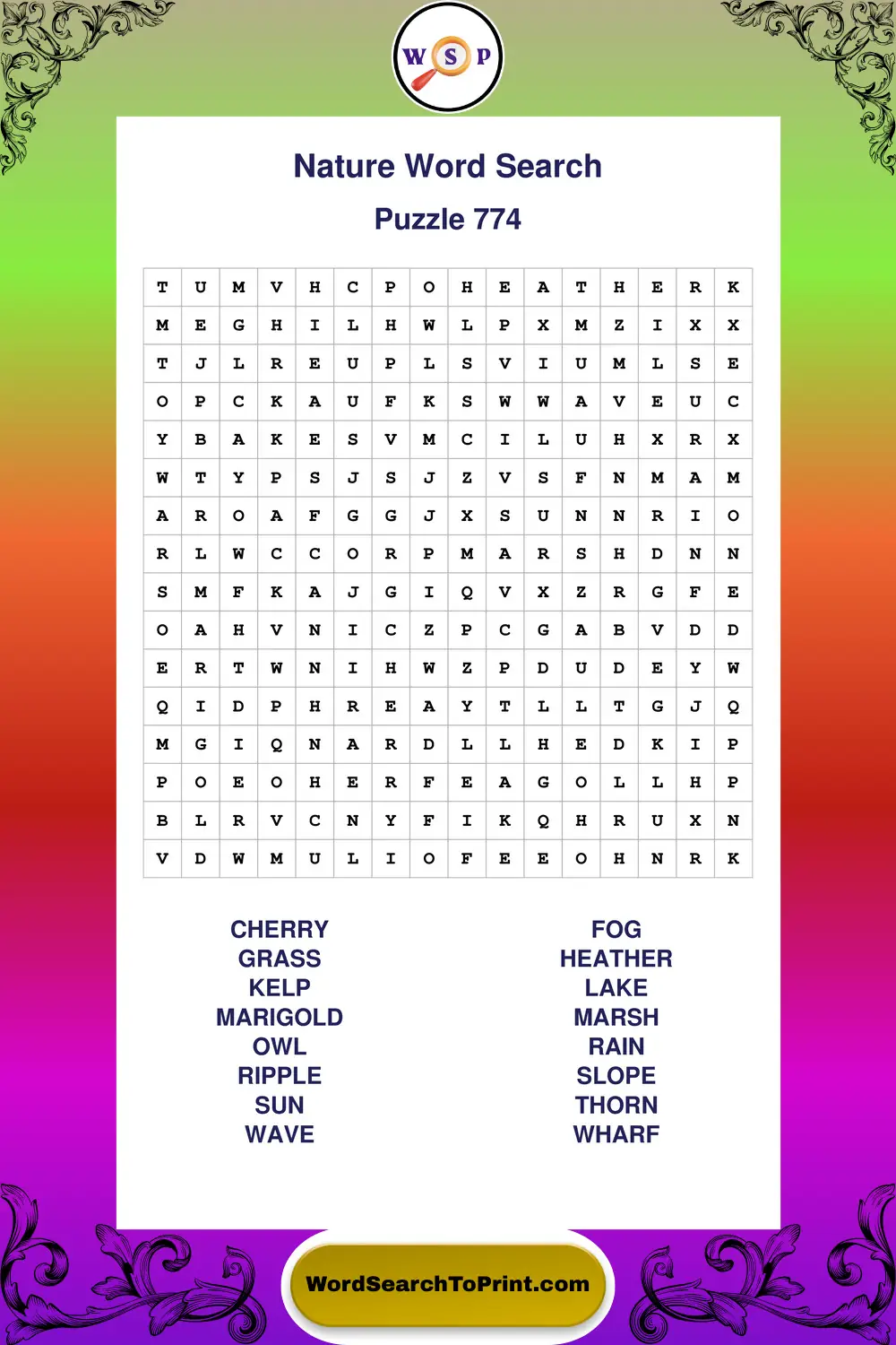 Nature Word Search Puzzle 774