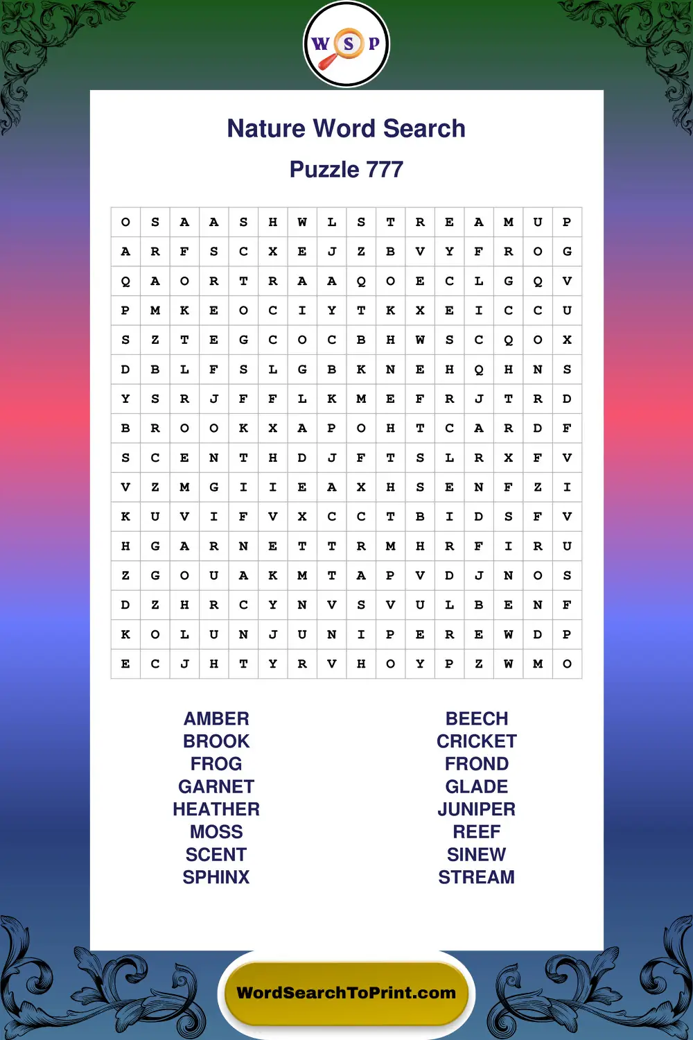 Nature Word Search Puzzle 777