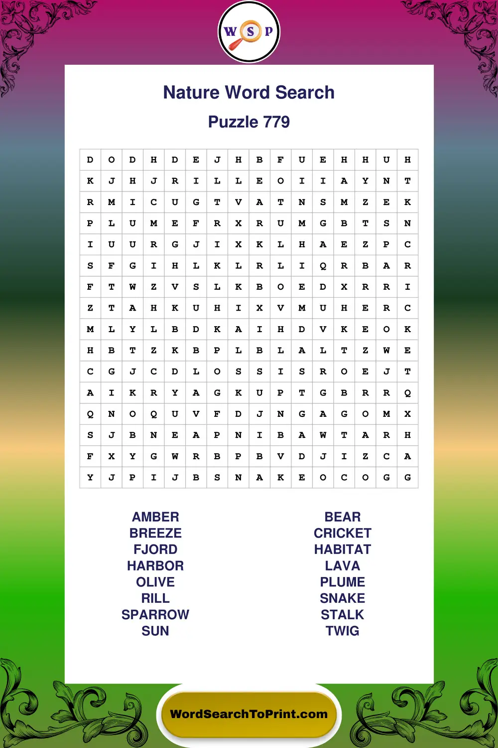 Nature Word Search Puzzle 779