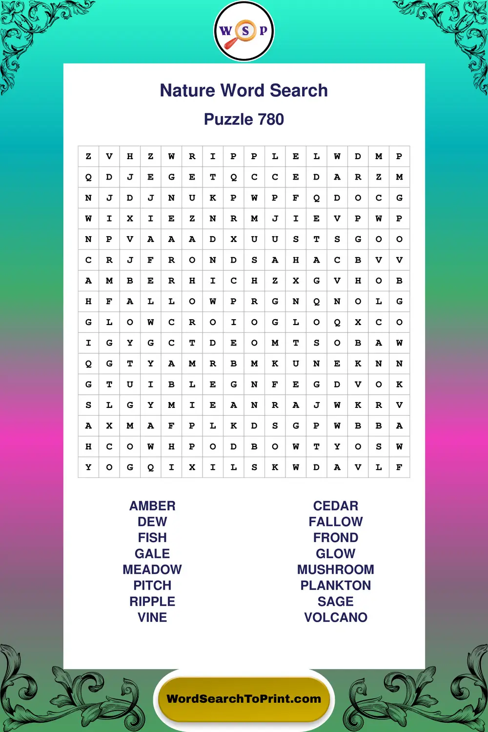 Nature Word Search Puzzle 780