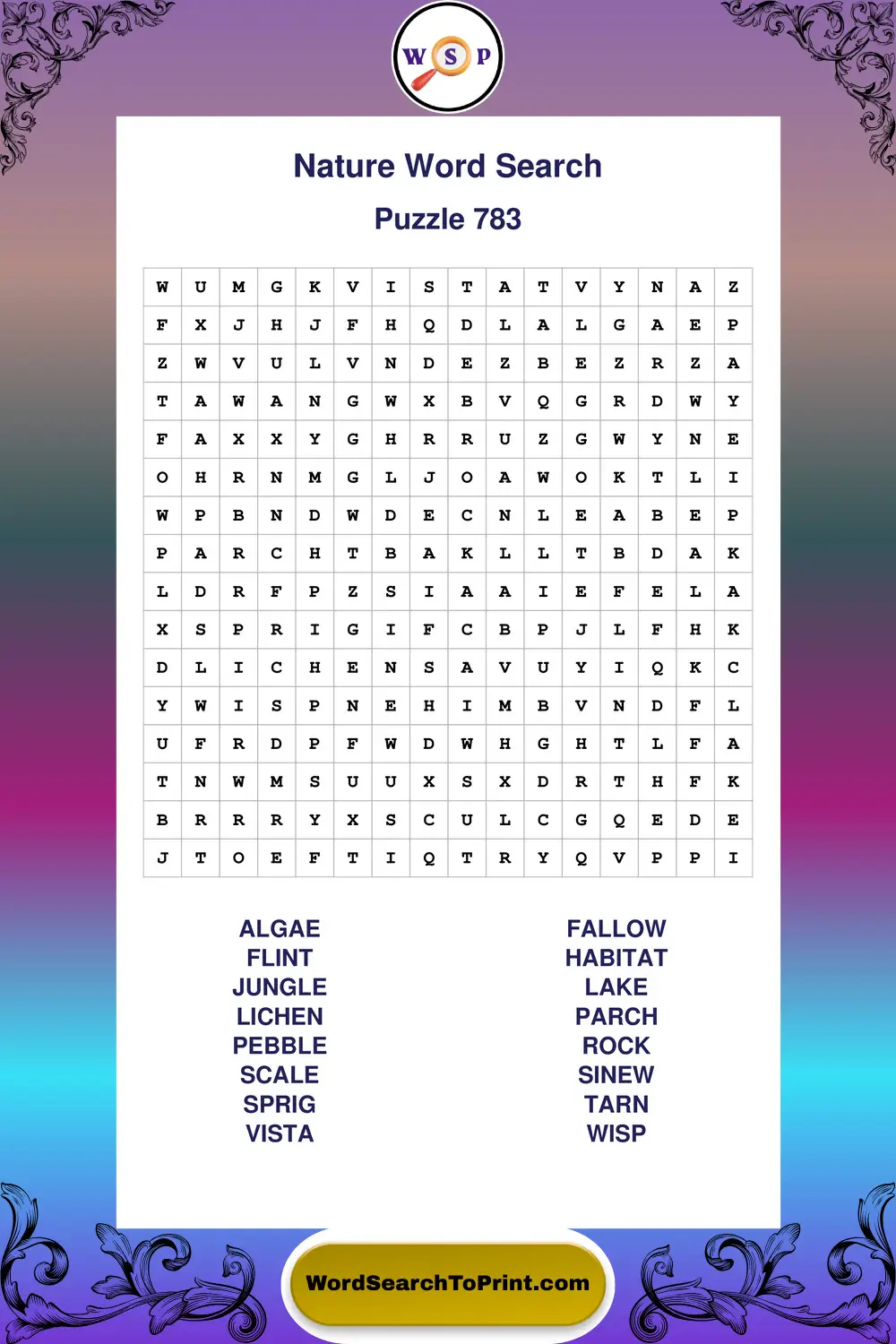 Nature Word Search Puzzle 783