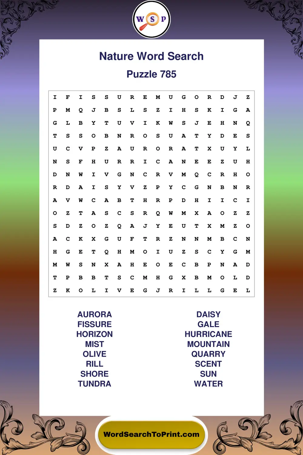 Nature Word Search Puzzle 785