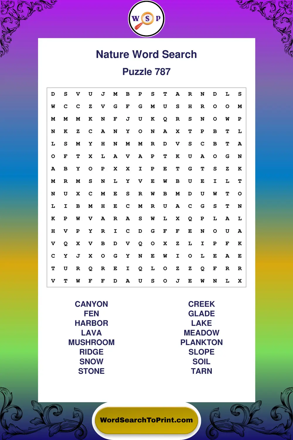 Nature Word Search Puzzle 787