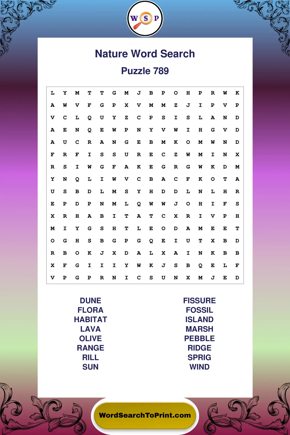 Nature Word Search Puzzle 789