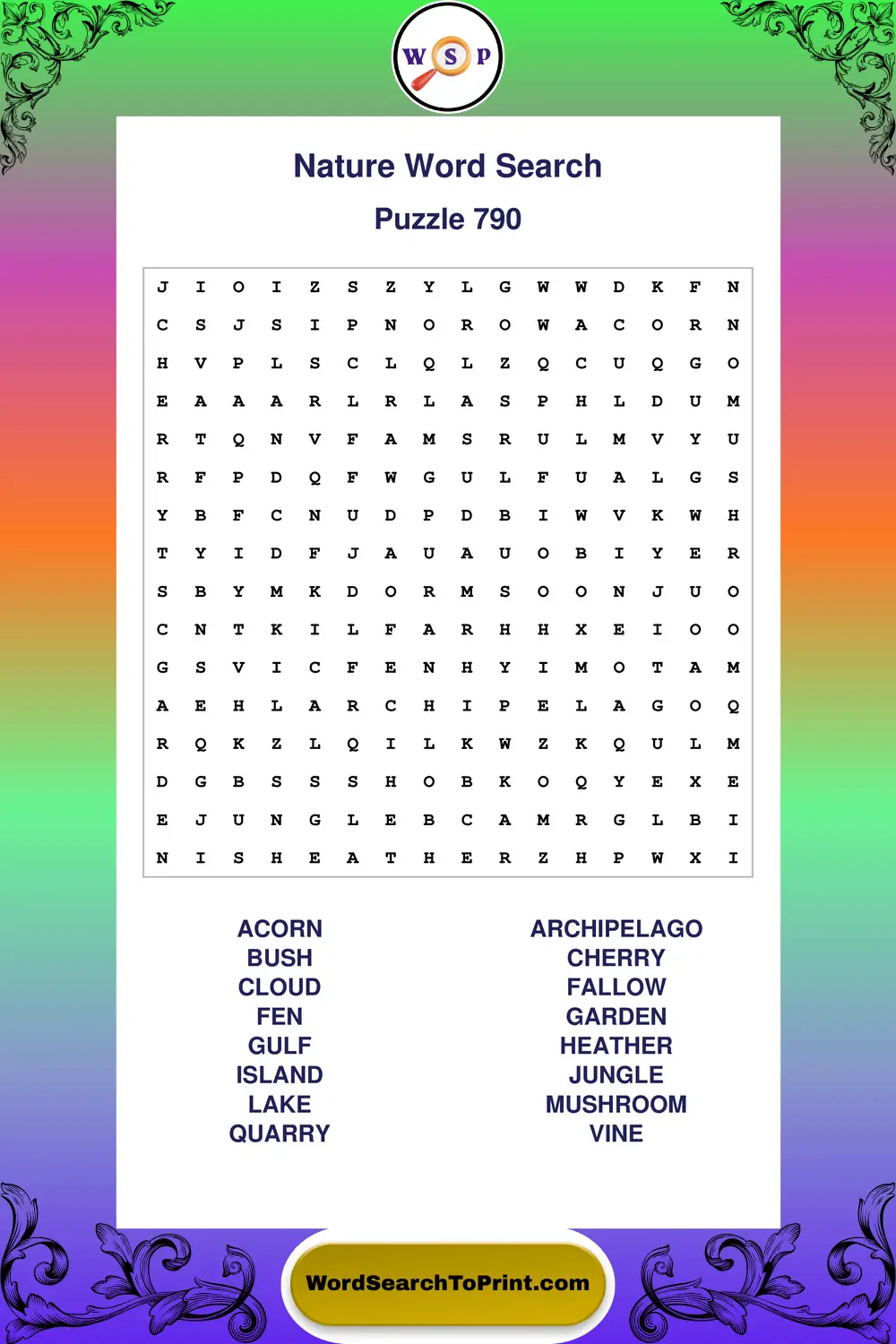 Nature Word Search Puzzle 790