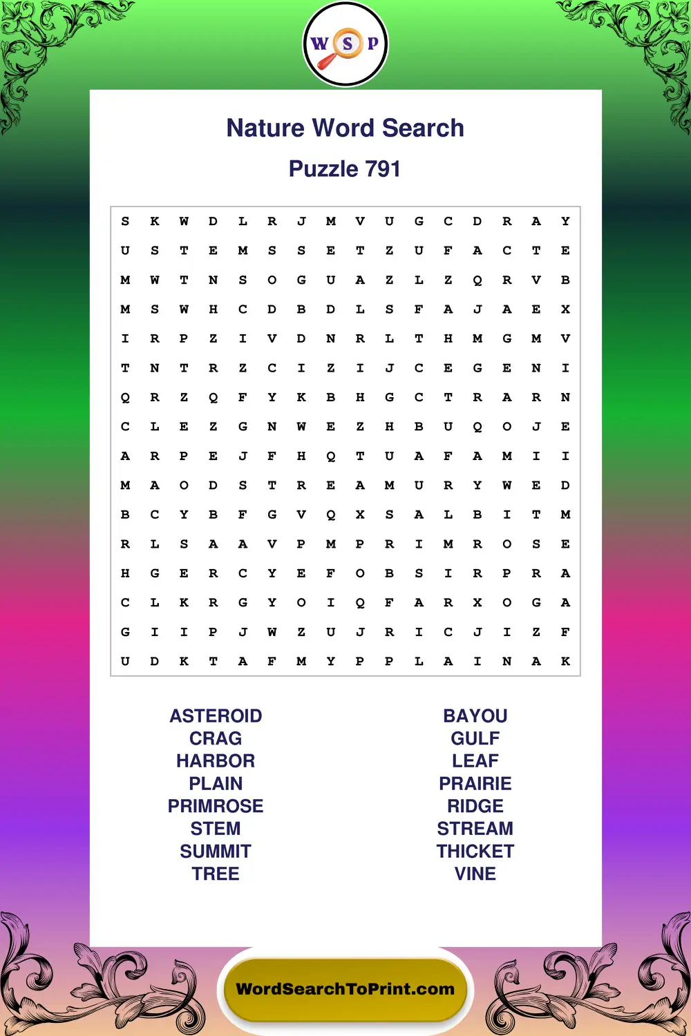 Nature Word Search Puzzle 791