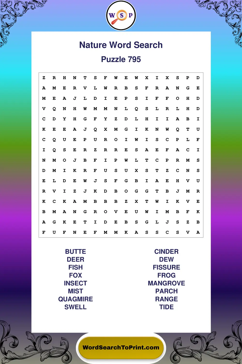 Nature Word Search Puzzle 795