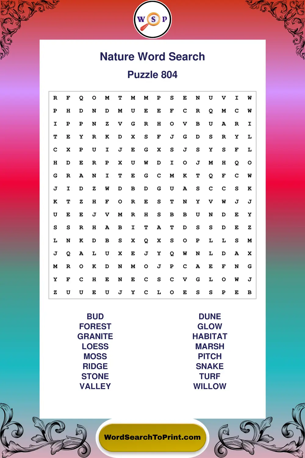 Nature Word Search Puzzle 804