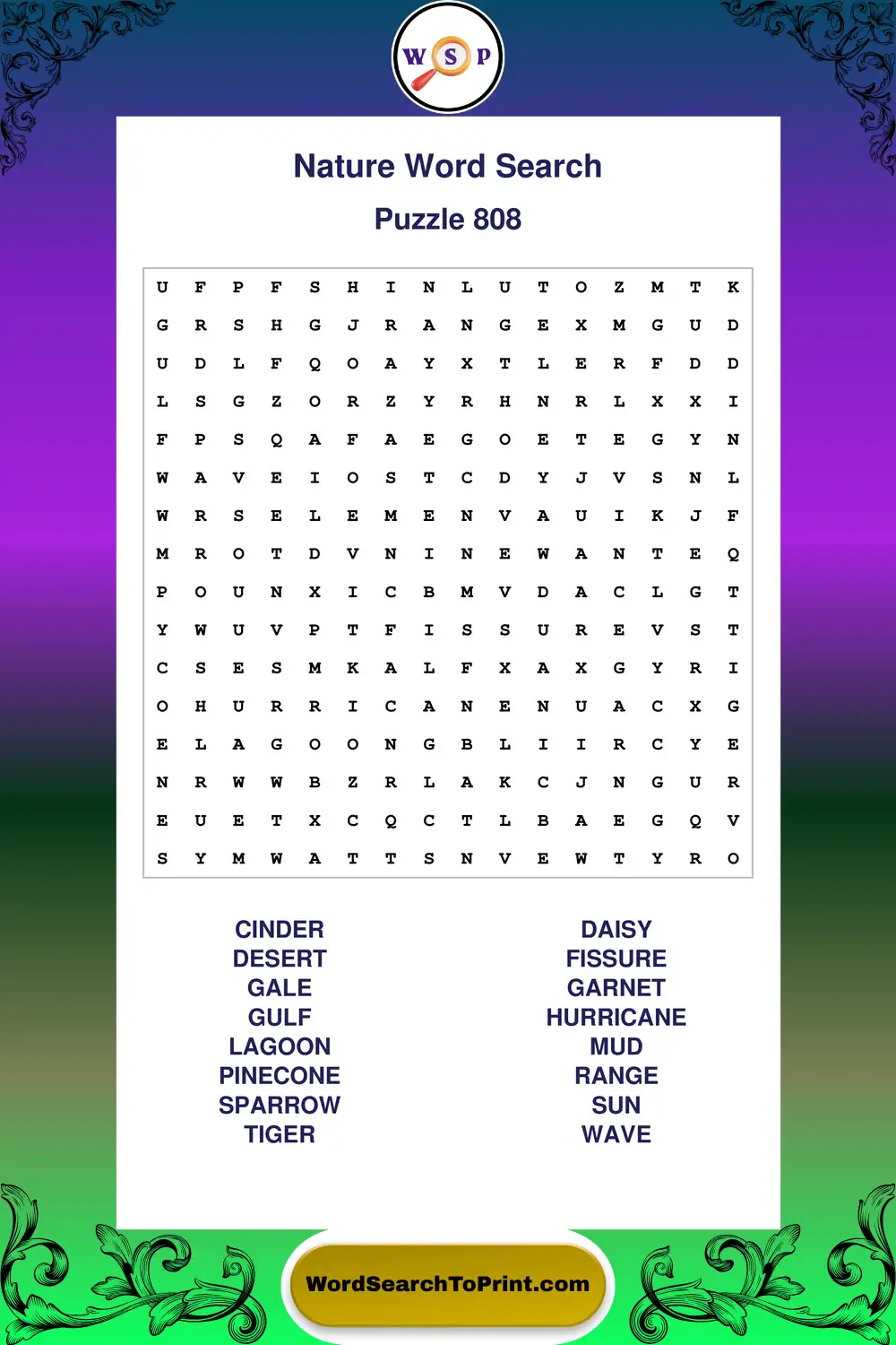 Nature Word Search Puzzle 808