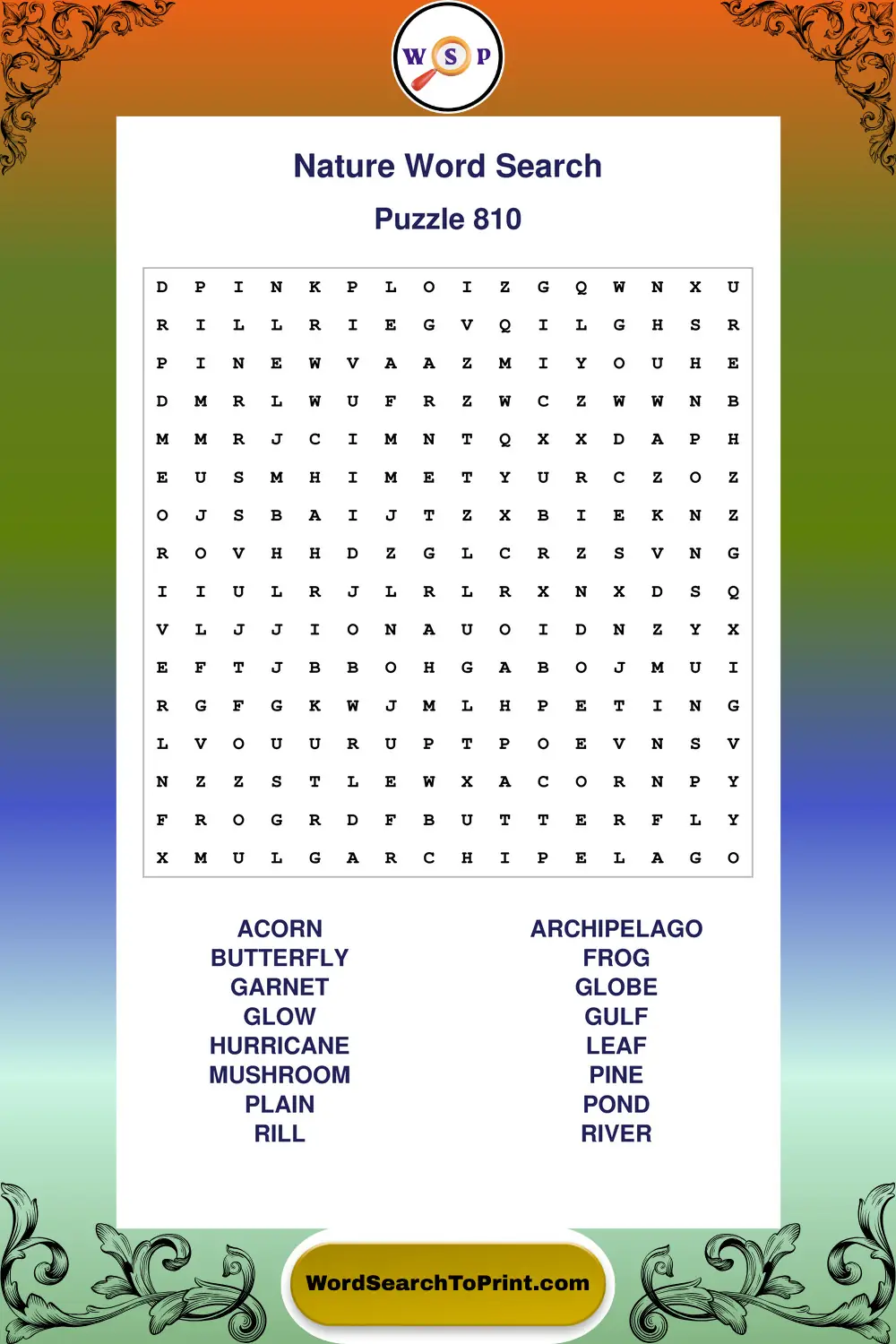 Nature Word Search Puzzle 810
