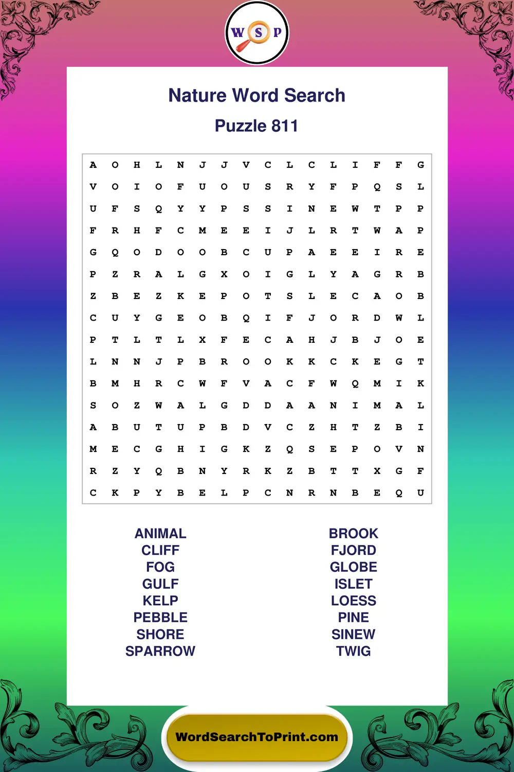 Nature Word Search Puzzle 811
