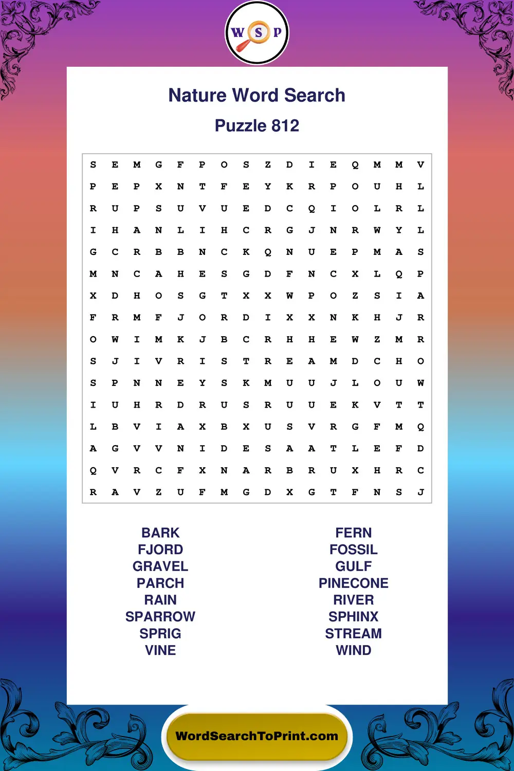 Nature Word Search Puzzle 812