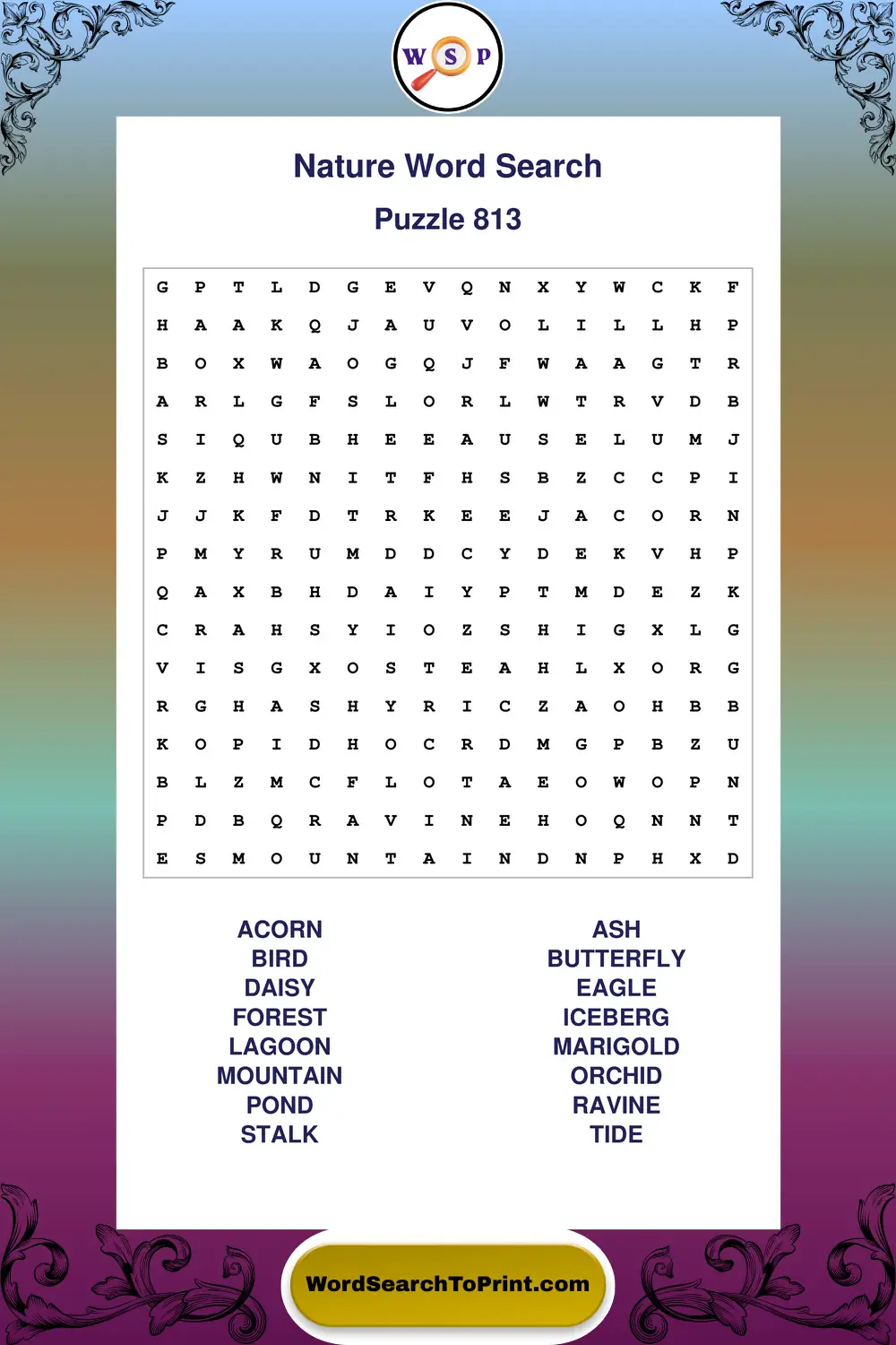 Nature Word Search Puzzle 813