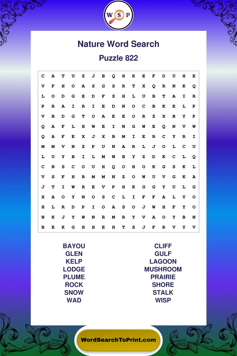 Nature Word Search Puzzle 822