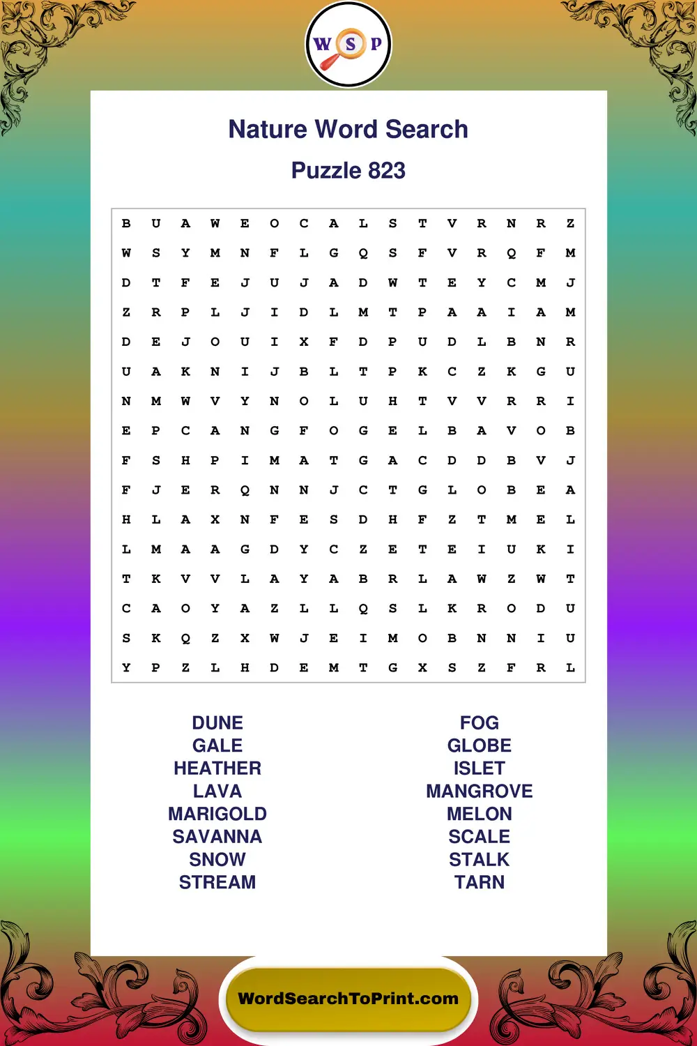 Nature Word Search Puzzle 823