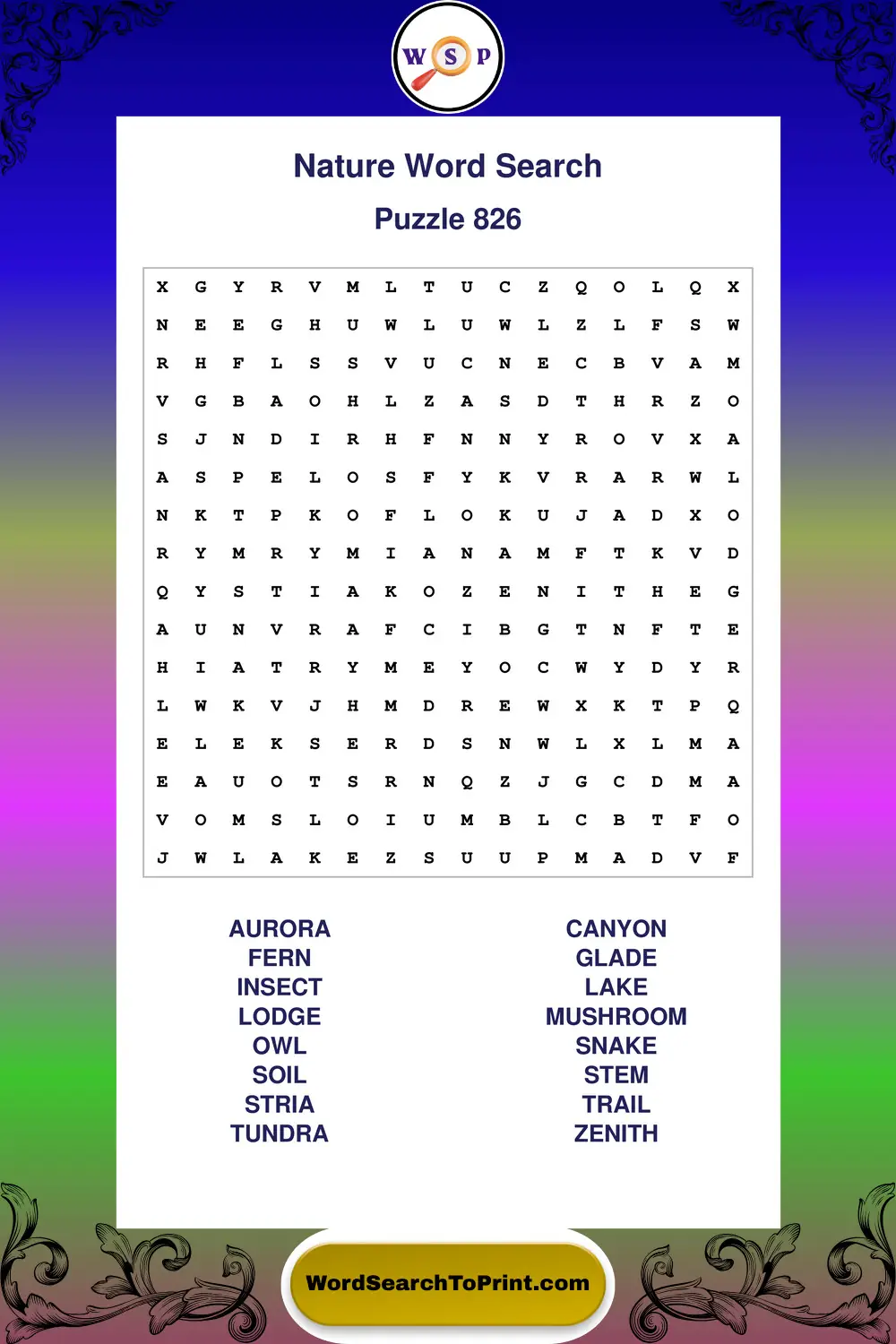 Nature Word Search Puzzle 826
