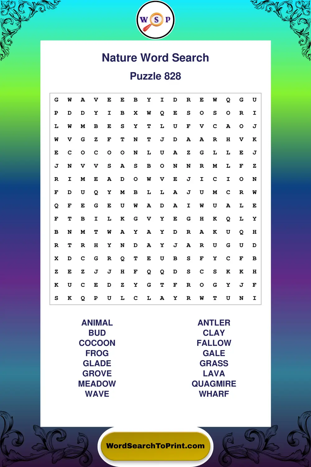 Nature Word Search Puzzle 828