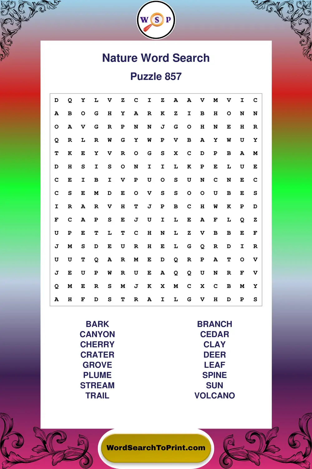 Nature Word Search Puzzle 857