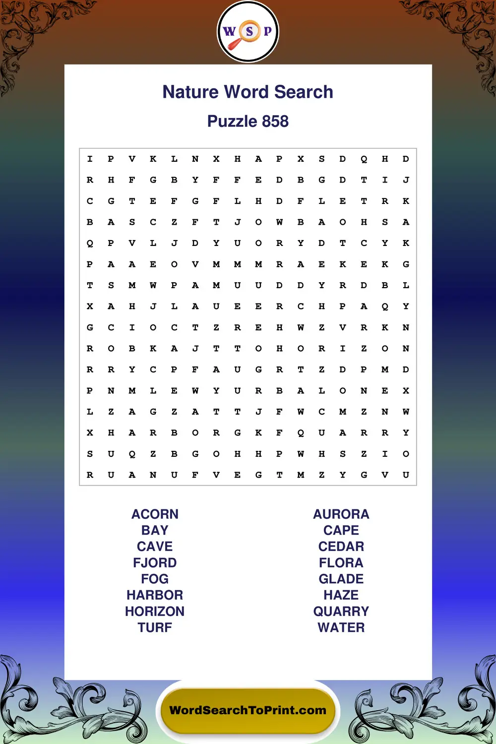 Nature Word Search Puzzle 858