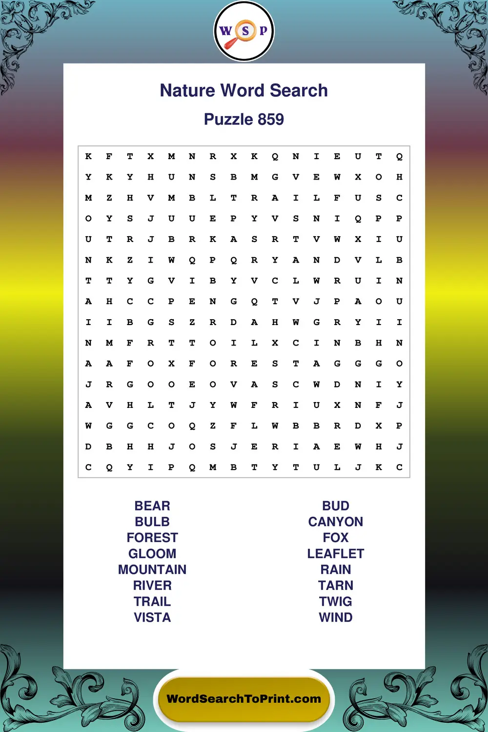 Nature Word Search Puzzle 859