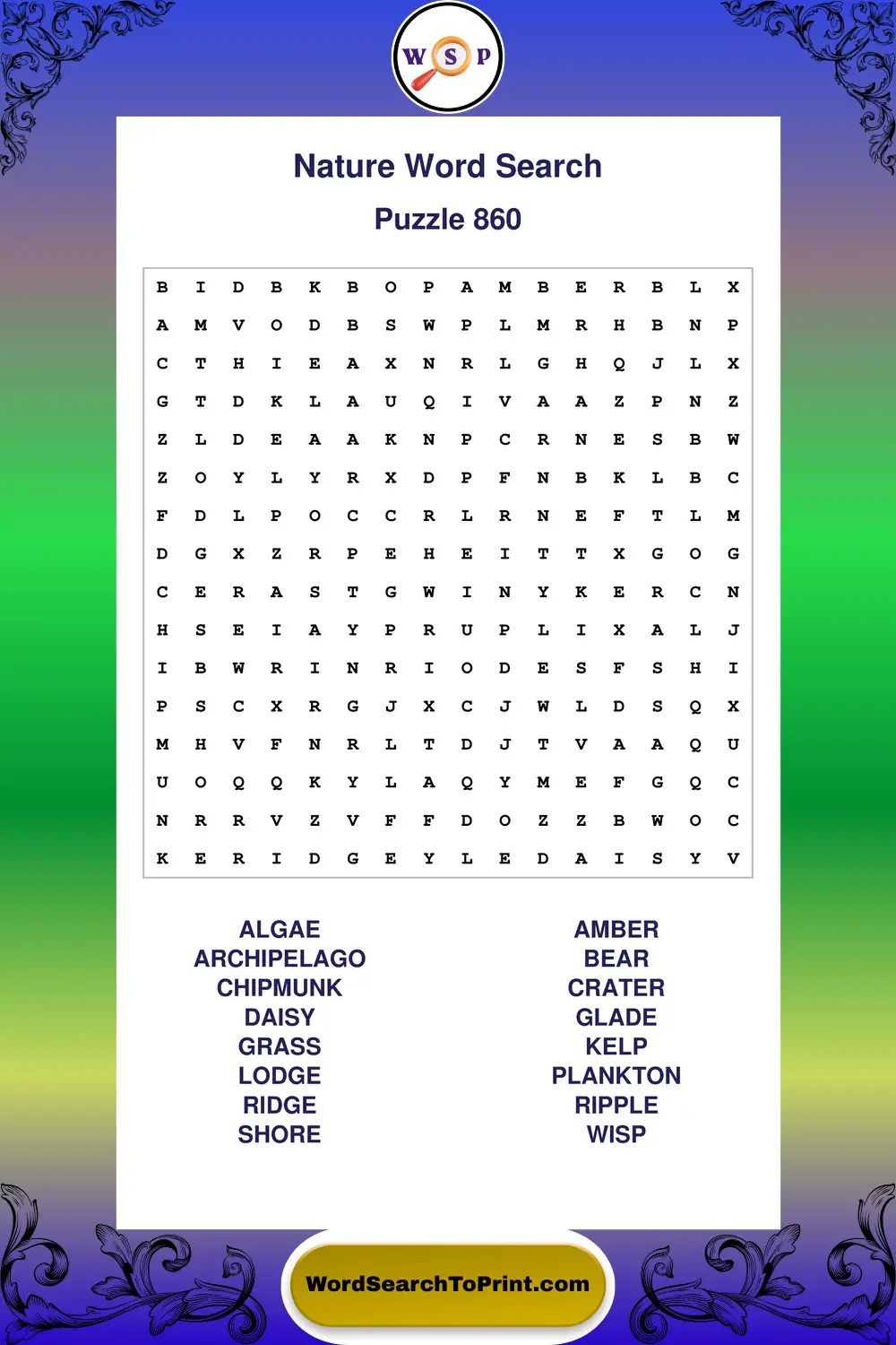 Nature Word Search Puzzle 860
