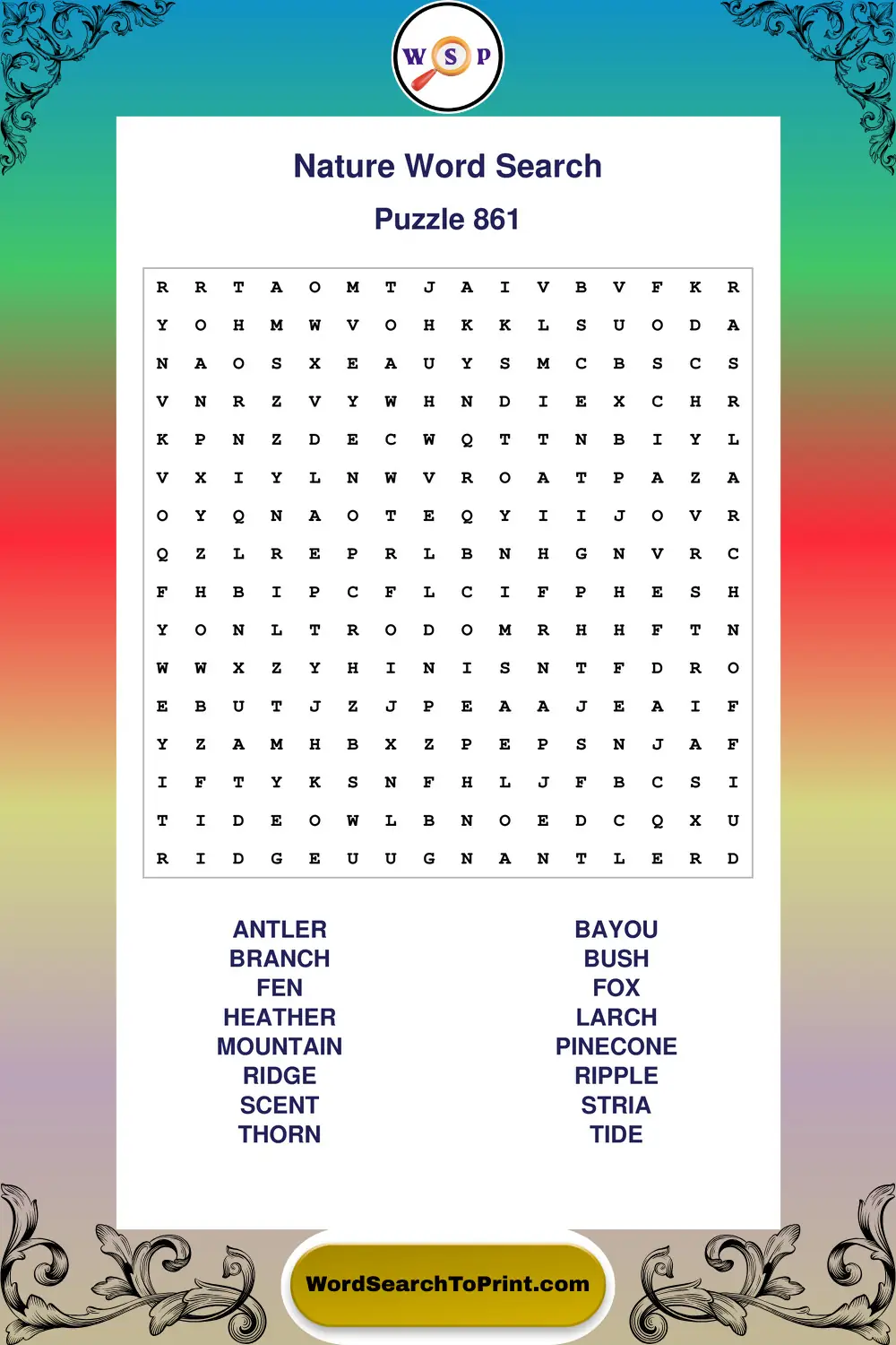Nature Word Search Puzzle 861